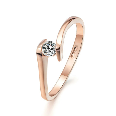 Wedding Ring For Women Concise Round Cut Cubic Zirconia Rose Gold Color
