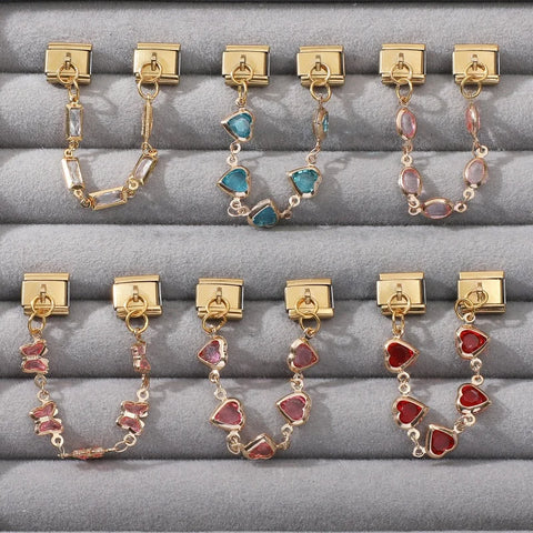 Golden Chain Heart Flowers Butterfly Charm Link
