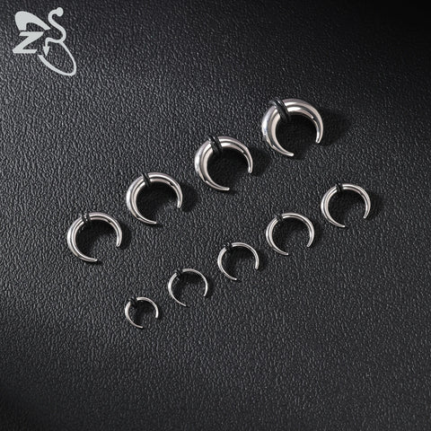 C Shape Buffalo Horn Nose Piercing Stainless Steel Pincher Septum Ring Punk