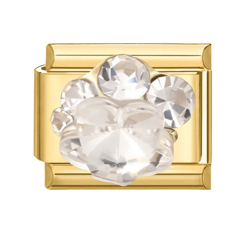 Golden Heart Butterfly Sun Flower Pearl Zircon Italian Charm Links