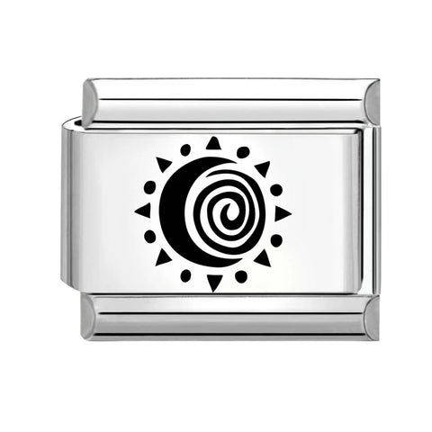 Black Engraving  Eye Jellyfish Butterfly Sun Moon Silver Charm Links