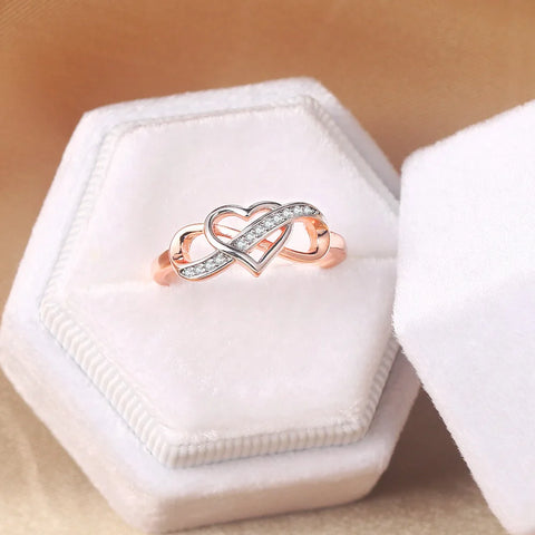Romantic Infinity Heart Love Rings For Women Wedding Engagement Couple Rings