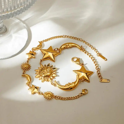 Exquisite Star Moon Versatile Casual Holiday Style Splicing Bracelet