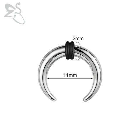 C Shape Buffalo Horn Nose Piercing Stainless Steel Pincher Septum Ring Punk
