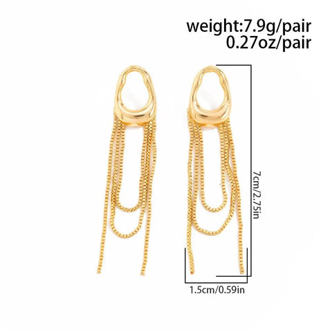 Salircon Luxury Elegant Metal Tassel Earring
