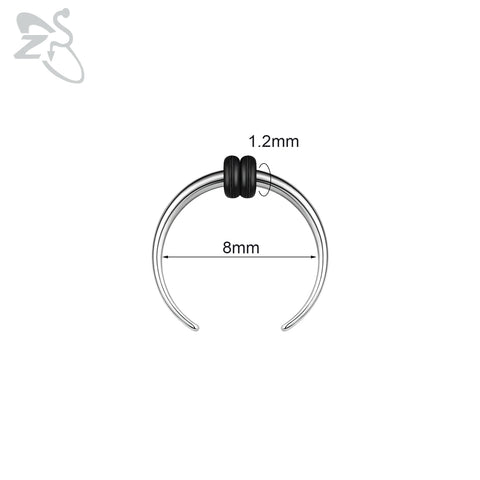 C Shape Buffalo Horn Nose Piercing Stainless Steel Pincher Septum Ring Punk