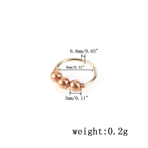Sexy Rose Gold Silver Plated Round Hoop Beads Nose Ring Stud Nose Hoop Piercing