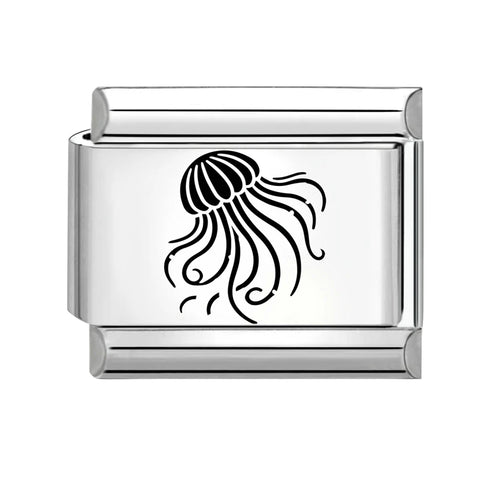 Black Engraving  Eye Jellyfish Butterfly Sun Moon Silver Charm Links
