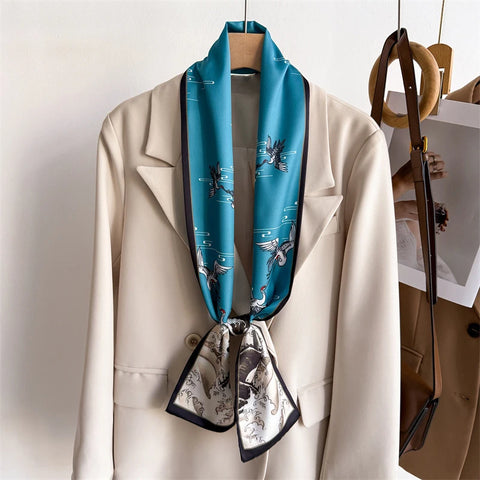Luxury Long Narrow Small Silk Scarves for Women