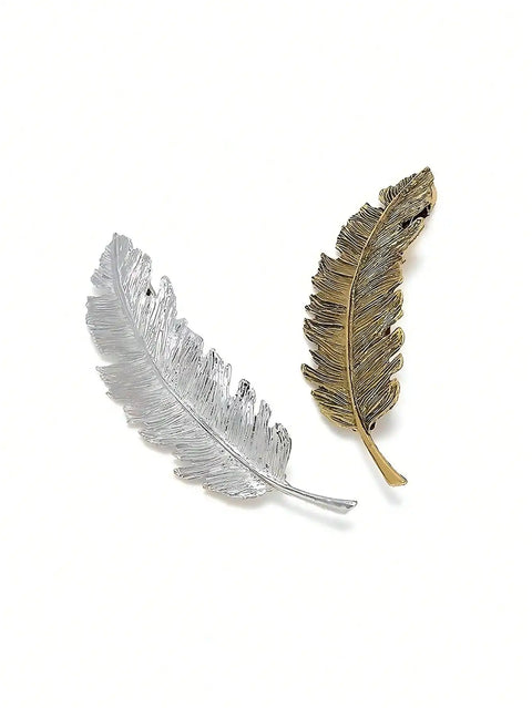 Vintage Hair Clip Feather Leaf Shape Barrette Metal Hairpins For Women