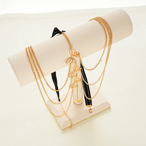 Multi Layer Butterfly Tassel Leg Chain