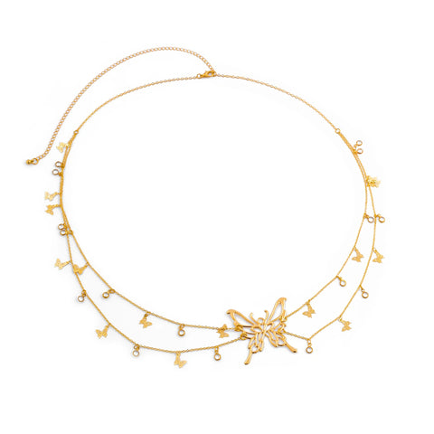 Hollow Butterfly Waist Belly Belt Chain  Bikini Crystal Tassel Pendant