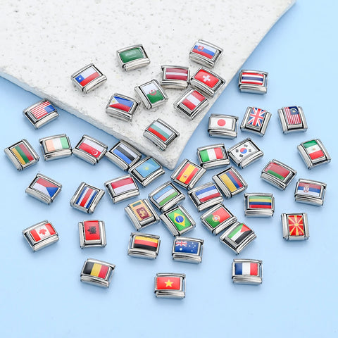 Colorful World Flag Italian Charm Links
