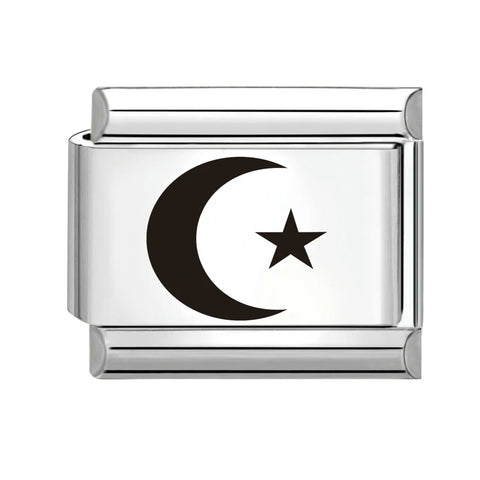 Black Engraving  Eye Jellyfish Butterfly Sun Moon Silver Charm Links