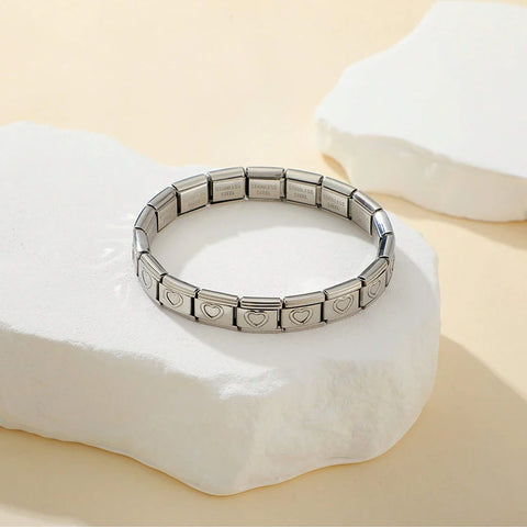 Italian Charm Stainless Steel Bracelets For Women Men 9mm Width Elastic DIY Bracelet