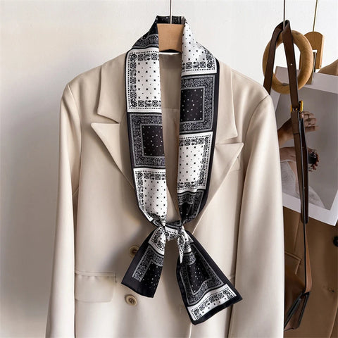 Women Fashion Silk Feel Red Flowers Design Scarf Shawl