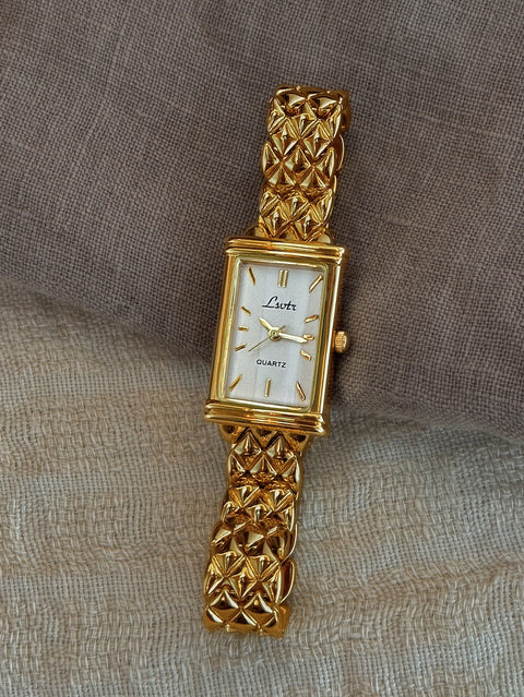 Gold-Colored French High-End Light Luxury Fashion Simple Dial Women's Watch with Stainless Steel Strap