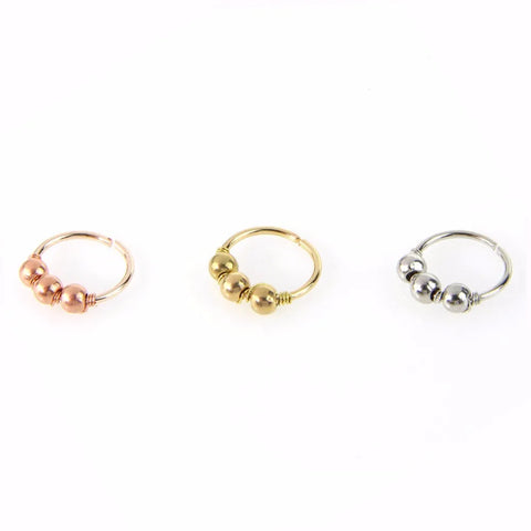 Sexy Rose Gold Silver Plated Round Hoop Beads Nose Ring Stud Nose Hoop Piercing