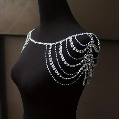 Sexy multi-layer classical tassel rhinestone shoulder chain