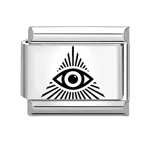 Black Engraving  Eye Jellyfish Butterfly Sun Moon Silver Charm Links