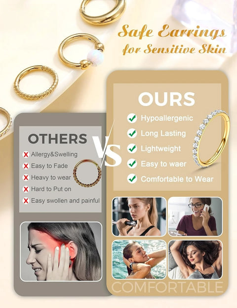 Bobisty Septum Nose Rings Hoops 316L Surgical Steel Septum Gold Plated Nose Ring