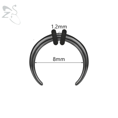 C Shape Buffalo Horn Nose Piercing Stainless Steel Pincher Septum Ring Punk