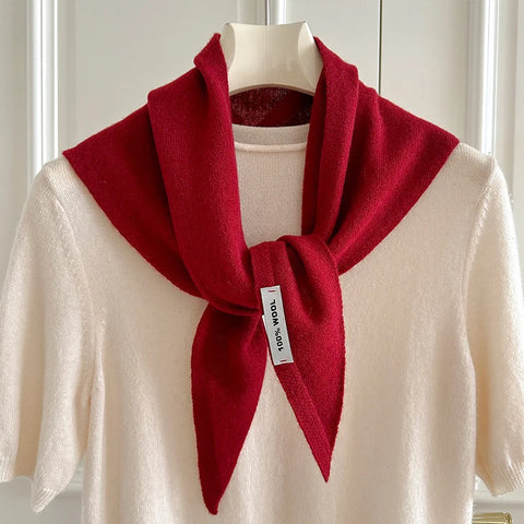 Triangle Scarf 100% Wool Triangular Scarves Women Headscarf