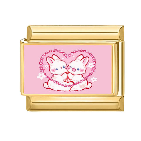 Golden Cute Lovely Cat Dogs Bow Cherry Tulip  Charm Links