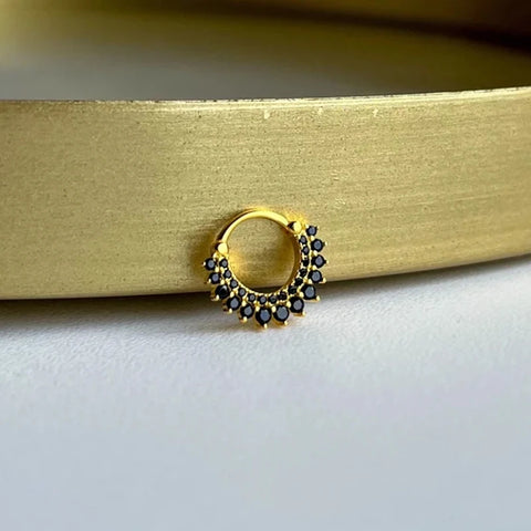 Sterling Silver Needle Multi-color Zircon Hoop Ring Luxury Crystal Piercing