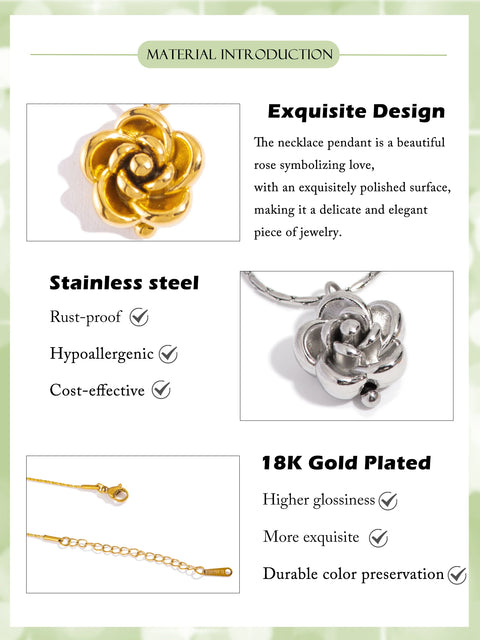 Delicate Rose Pendant Necklace for Women Romantic Love Gift Hypoallergenic Jewelry Gift