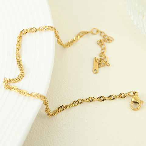 Women's High-end Stainless Steel Bracelets Box Chain Clip Bead Chain Fashion