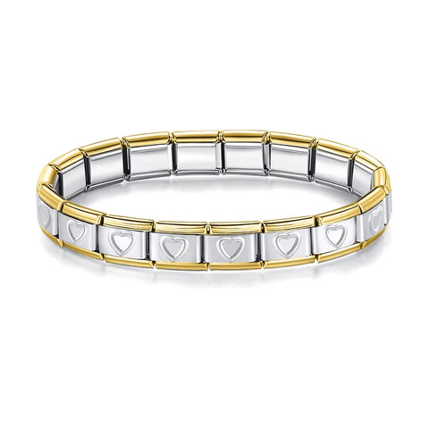 Women's 9mm Itanlian Elastic Star Heart Flower Charms Fashion Stainless Steel Bracelet Jewelry Gift ST-HUA