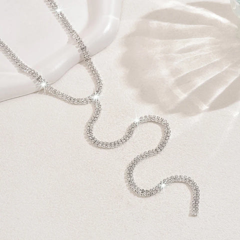 Fashion Shiny Rhinestone Chain Y-Shaped Necklaces
