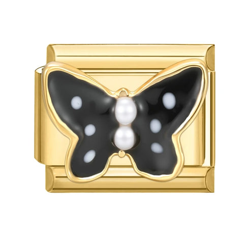 Golden Butterfly Leaf Moon Cat Flower Italian Charm Links