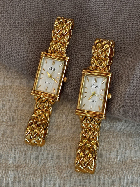 Gold-Colored French High-End Light Luxury Fashion Simple Dial Women's Watch with Stainless Steel Strap