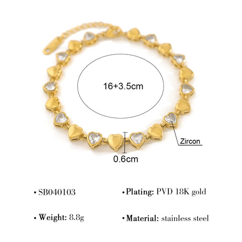Luxury Zircon Crystal Stainless Steel Bracelets for Women