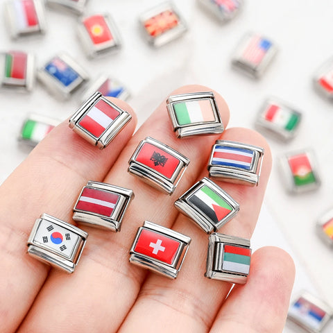 Colorful World Flag Italian Charm Links