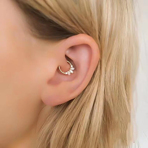 Sterling Silver Needle Multi-color Zircon Hoop Ring Luxury Crystal Piercing