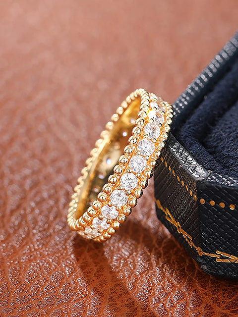 Sterling Silver Simple Classic Gorgeous Round Zircon Ring For Women Engagement Wedding