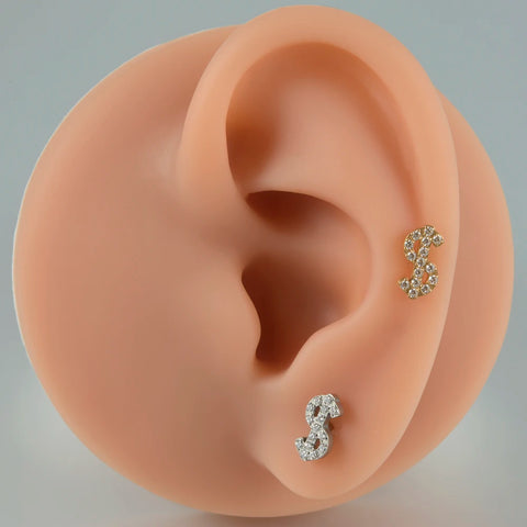 Zircon G23 Solid Titanium Cartilage Earrings Stud 16G Internally Threaded Cz Cluster Helix