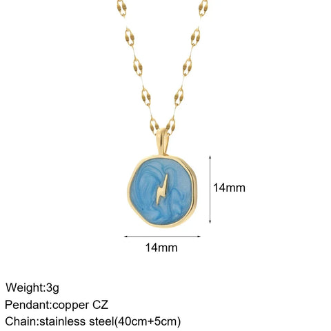 Heart Evil Blue Eye Sun Necklace for Women Cute Dog Bee Elephant Gold Color Pendant