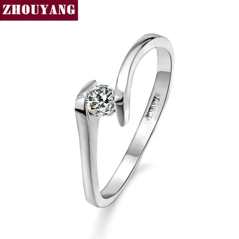 Wedding Ring For Women Concise Round Cut Cubic Zirconia Rose Gold Color