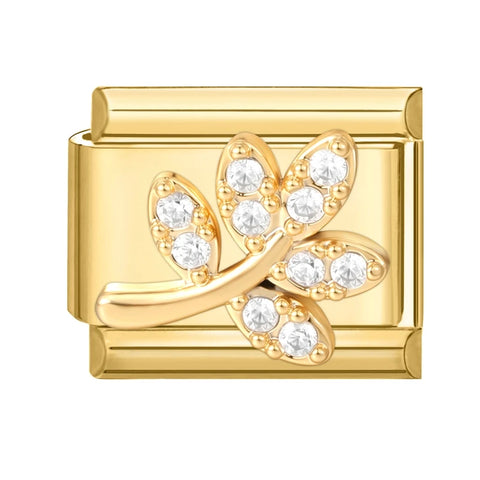 Golden Butterfly Leaf Moon Cat Flower Italian Charm Links