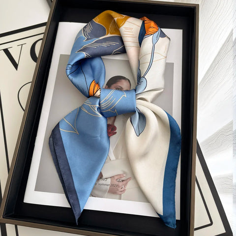 Vintage Chain Print Satin Square Scarf Soft Lightweight Women’s Fashion Accessory