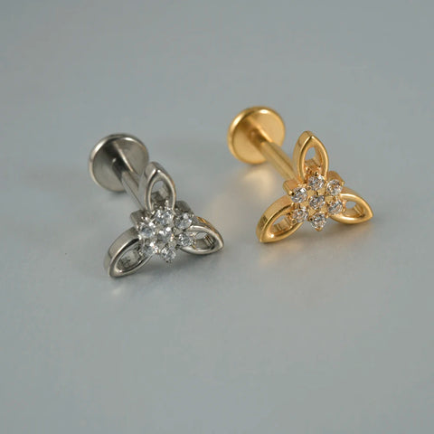 Zircon G23 Solid Titanium Cartilage Earrings Stud 16G Internally Threaded Cz Cluster Helix