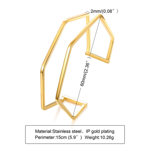 Fashion Minimalist Stainless Steel Knot Gold Plated Cuff Bracelet for Women