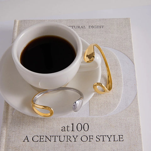 Two Tone Stainless Steel Cuff Bracelet for Women