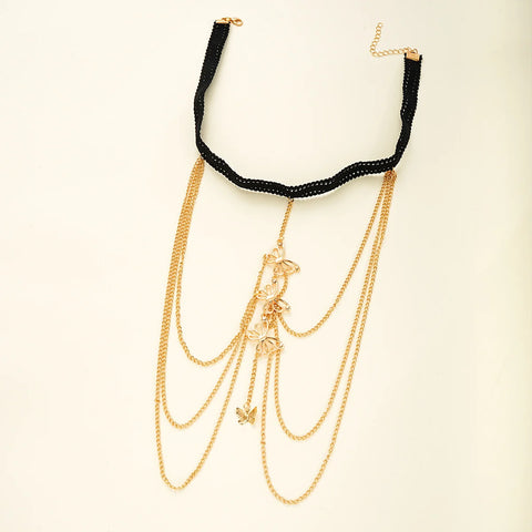 Multi Layer Butterfly Tassel Leg Chain