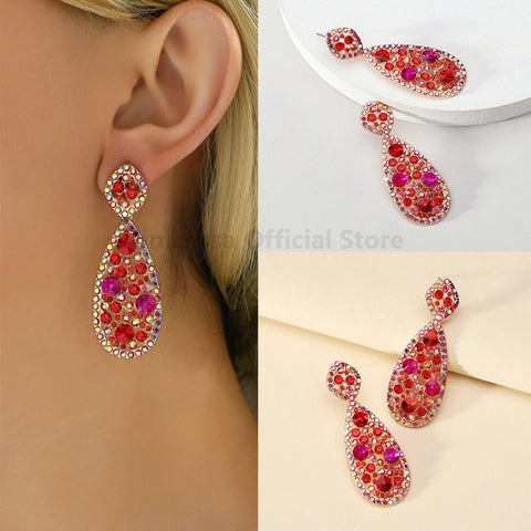 Women's Crystal Pendant Earrings Fashionable  Droplet Shaped