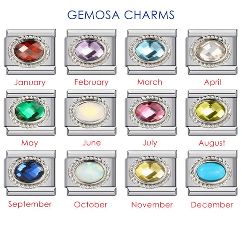 12 Birthstone Italian Charm Links